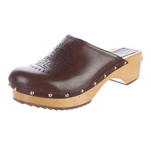 Tory Burch Perforated Bryce Clogs- Brown Size 6.5